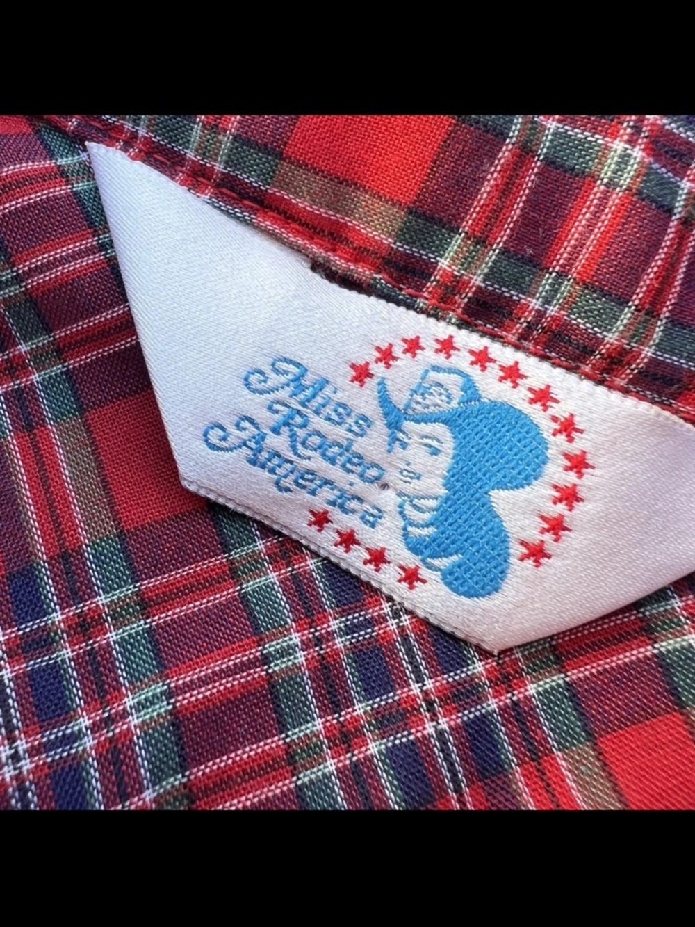 Vintage Miss Rodeo America Western Plaid Pearl Snap Shirt S Lace Dolly Parton - Picture 4 of 8